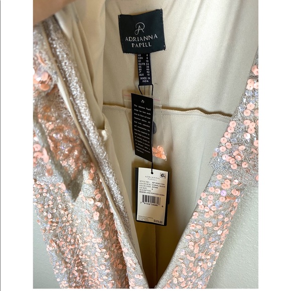 Adrianna Papell Beaded Lace Popover Gown sz 6 - Picture 5 of 9